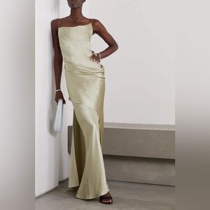 Christopher Esber Verdant Draped Silk Long Dress Gown US 00 AU 4 XXS
